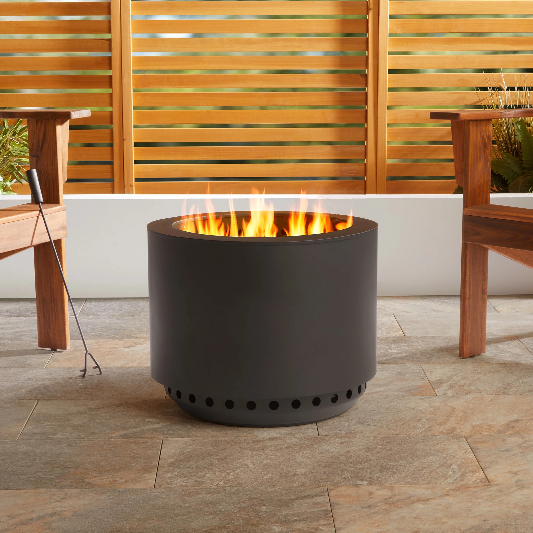 Mainstays 19.5" Smokeless Wood Burning Fire Pit with Lid and Protective Cover, Black | Walmart (US)