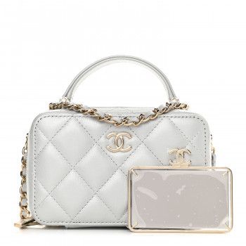 CHANEL Metallic Lambskin Quilted Top Handle Vanity Case Silver | FASHIONPHILE | FASHIONPHILE (US)