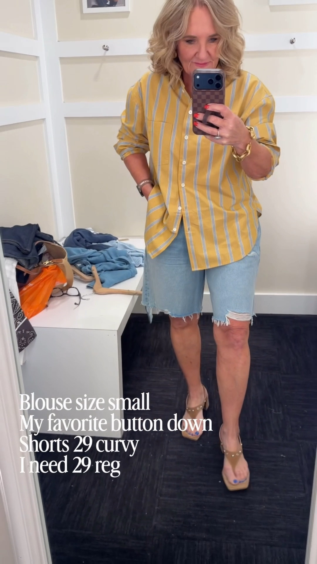Exclusive LTK Madewell sale 
The striped button down with the relaxed fit is a favorite. I have several colors. I do size down to a small. 

Denim skirt 28
Everything else was true to size.

#LTKSaleAlert #LTKxMadewell #LTKOver40