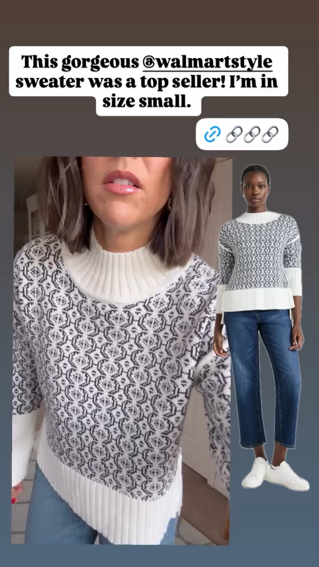 This gorgeous @walmartstyle sweater was a top seller! I’m in size small.