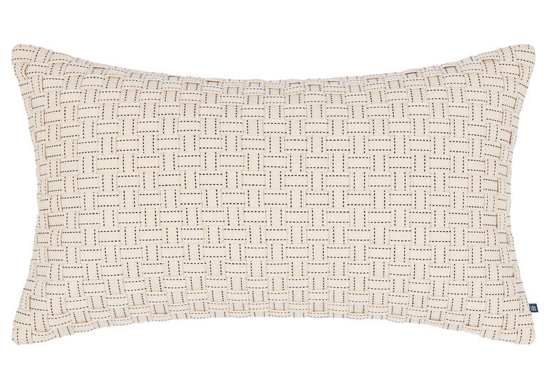 Monaro Cotton Pillow 14x24 Ivory/Blk | Urban Barn