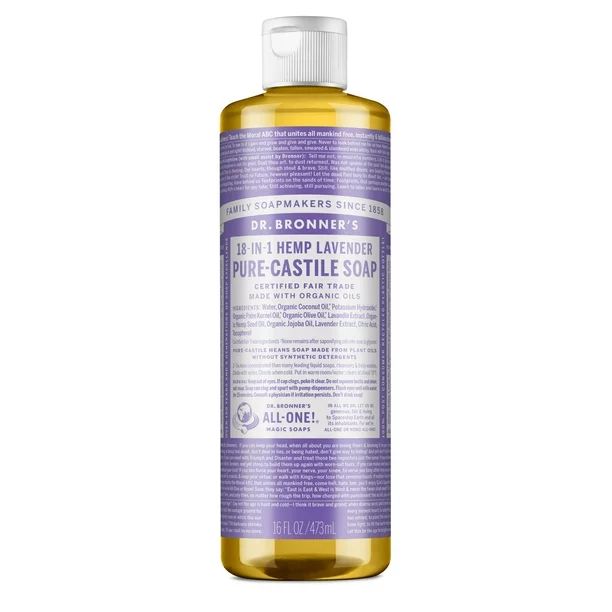 Dr. Bronner's Pure Castile Liquid Soap Lavender 16 oz | Walmart (US)