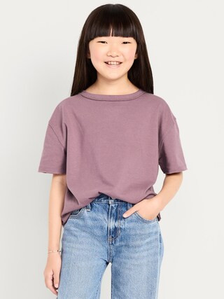 Oversized Short-Sleeve Raw-Edge T-Shirt for Girls | Old Navy (US)