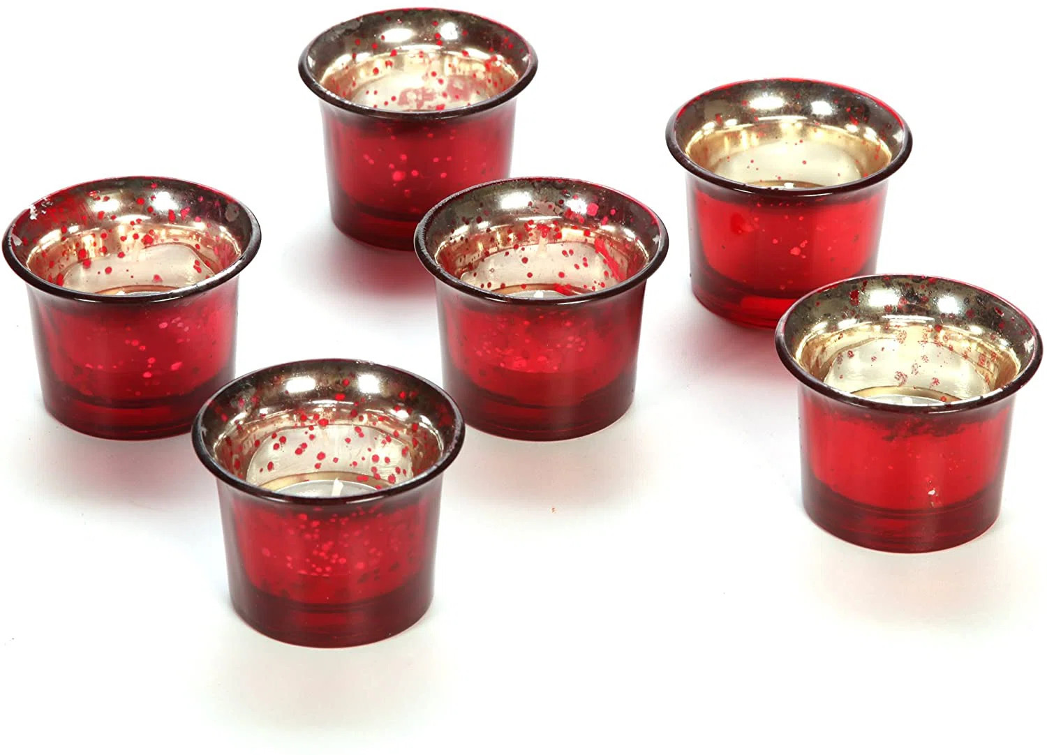 Hosley Set of 6 Glass Tealight Holder, Metallic Antique Red Finish, Ideal Gift for Home Décor, W... | Wayfair North America