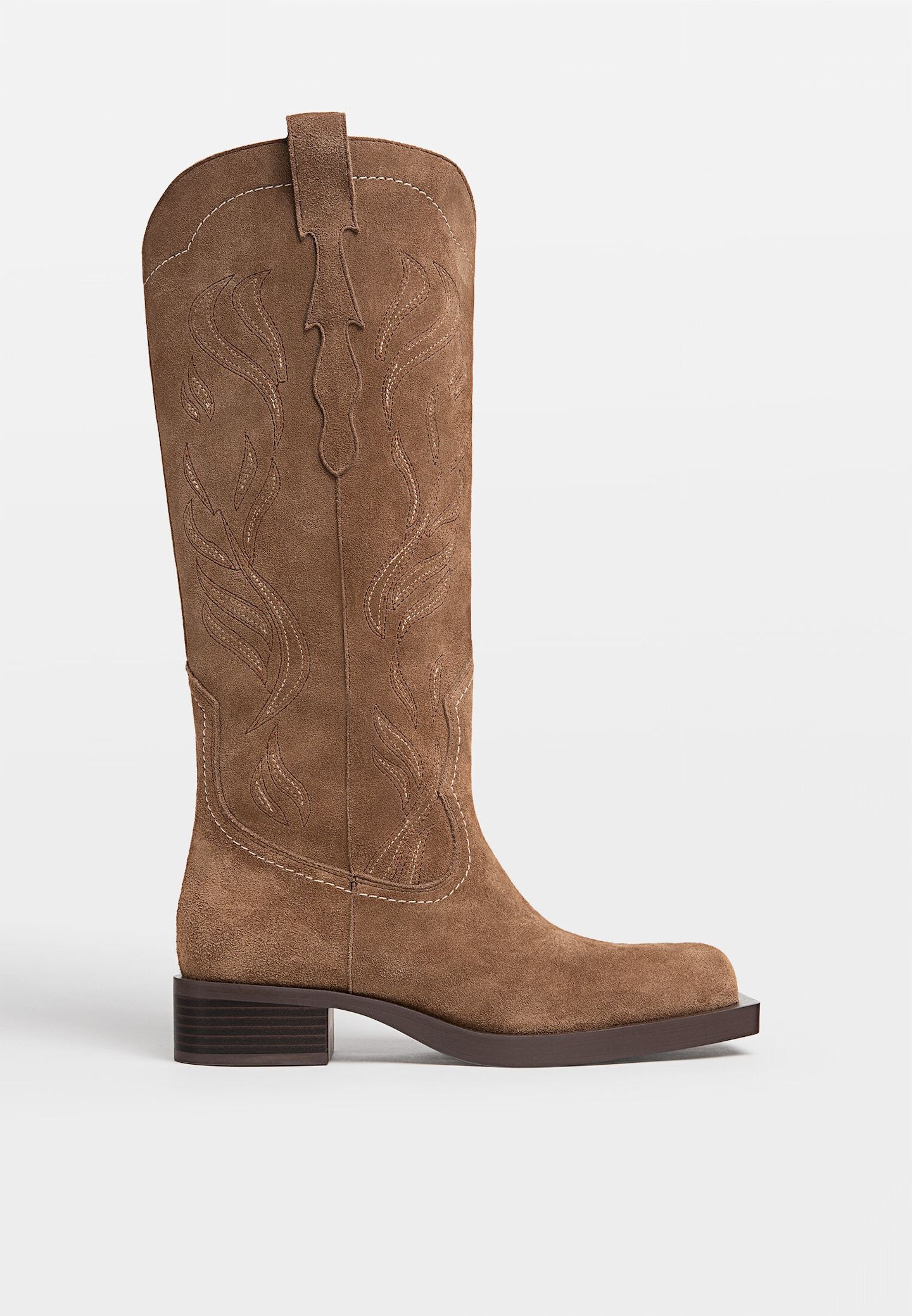 Flat suede cowboy boots | Stradivarius (UK)