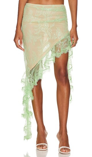 LOBA Teresa Midi Skirt in Green. - size M (also in L) | Revolve Clothing (Global)