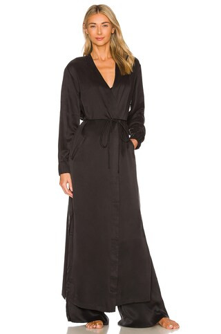 LUNYA Washable Silk Long Robe in Immersed Black from Revolve.com | Revolve Clothing (Global)