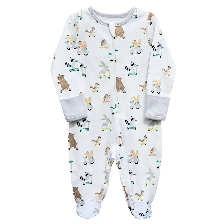 Wonder Nation Unisex Baby Zip Front Sleep N Play Pajamas, Preemie-6/9 Months | Walmart (US)