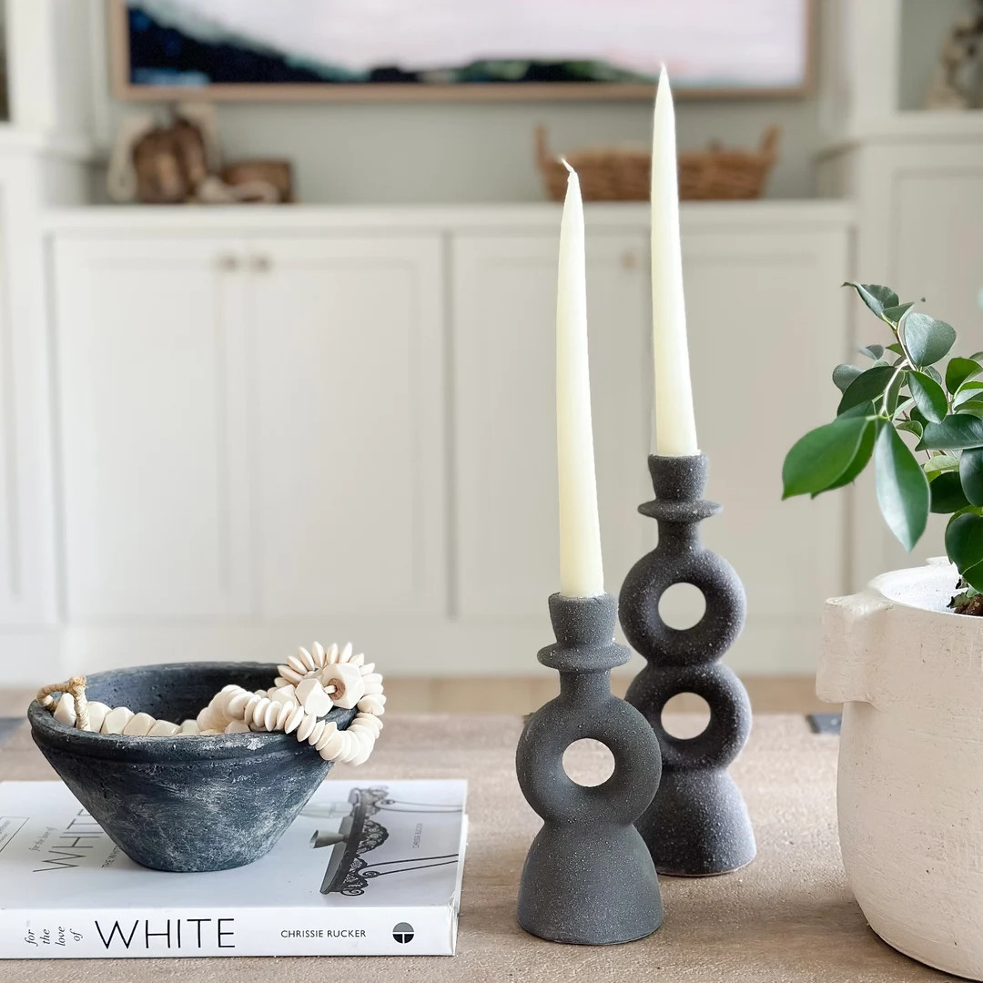 Candle Holder Black Abstract Modern Tapered - Etsy | Etsy (US)