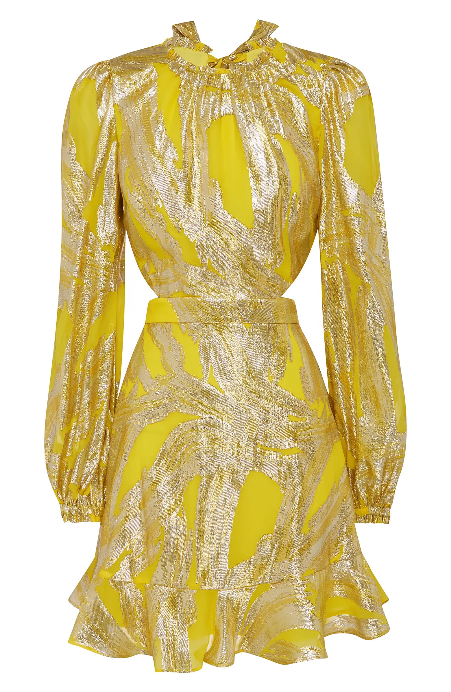 Rebecca Vallance Navarro Metallic Detail Long Sleeve Silk Blend Dress | Nordstrom | Nordstrom