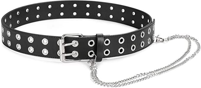 Double Grommet Belt for Women Punk Wide Goth Womens Belts for Jeans | Amazon (UK)