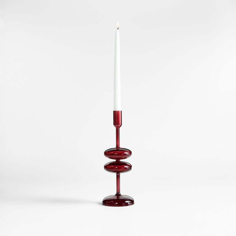 Venezia Medium Red Glass Taper Candle Holder + Reviews | Crate & Barrel | Crate & Barrel