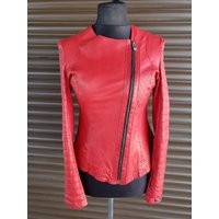 Red Leather Biker Jacket Lightweight Women's Moto Jacket, Metal Zipper | Etsy (US)