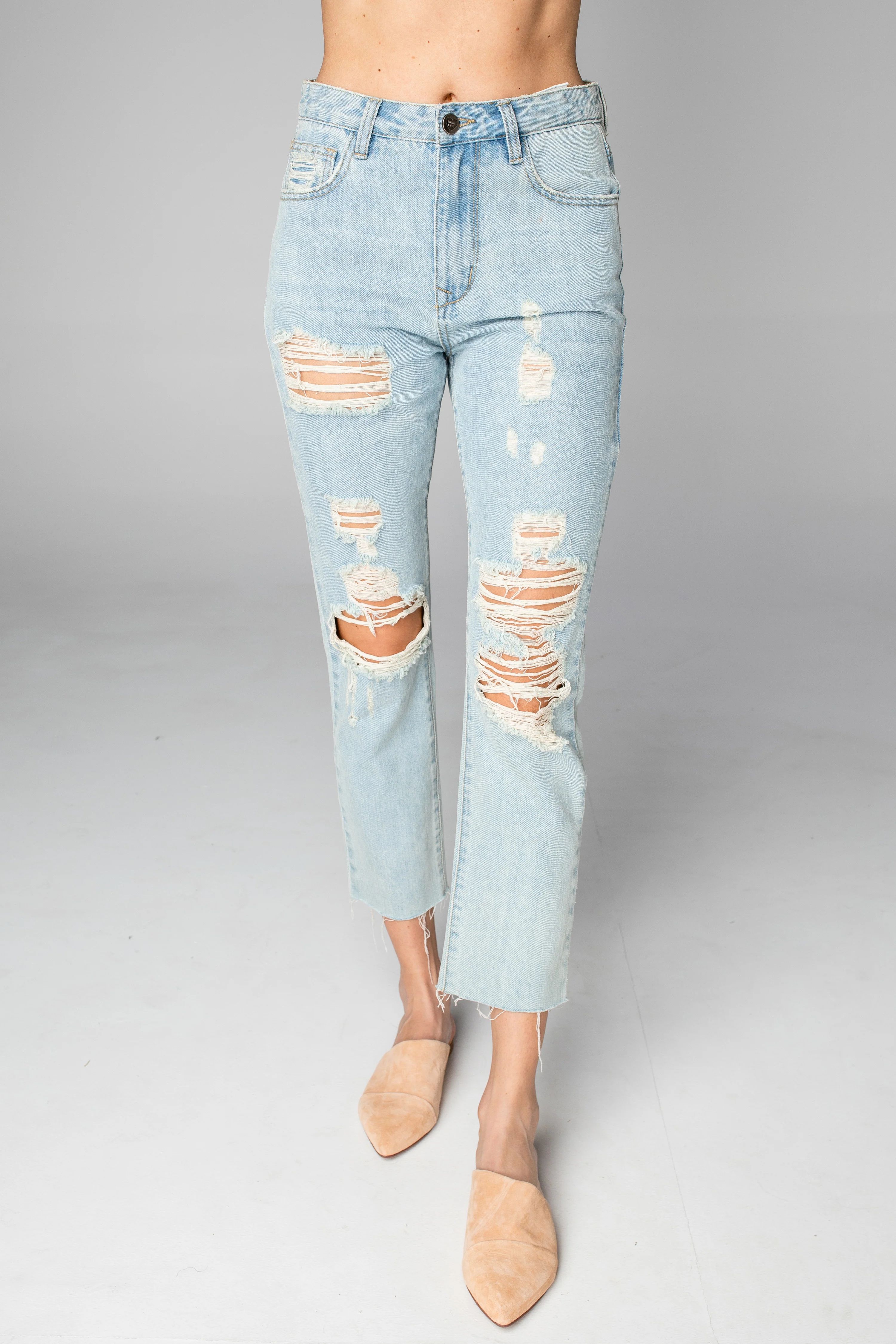 Ryan Distressed Skinny Jeans - Light Wash | BuddyLove