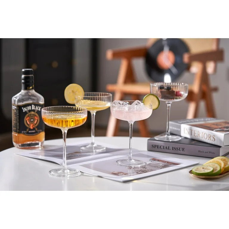 Better Homes & Gardens Ribbed Coupe Glass, Clear, 10 oz | Walmart (US)