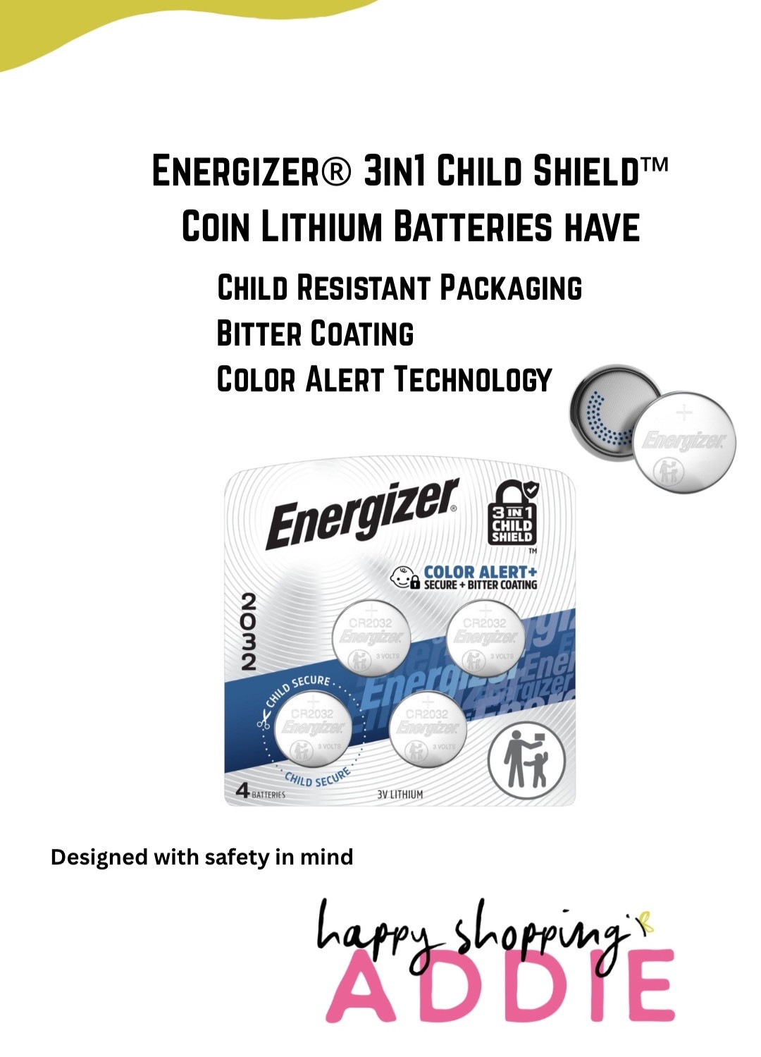 #ad #SponsoredByEnergizer As a busy mom, I’m always trying to make safe and smart choices for my home. I love when I discover something that makes the choice easy for me like the world’s first 3-in-1 Child Shield™ Coin Lithium Batteries, by @Energizer. These are the only coin lithium batteries with three child safety features. With a combination of child-resistant packaging, a non-toxic bitter coating, and Color Alert Technology its quite literally safety you can see. When the color alert touches saliva it turns the mouth blue within seconds. This alerts us parents and caregivers to act fast.
 As a mom, it’s reassuring to know that there is a product designed with safety in mind!

Comment shop and I’ll send you the link! 
#EnergizerPartner #Target #TargetPartner @target
