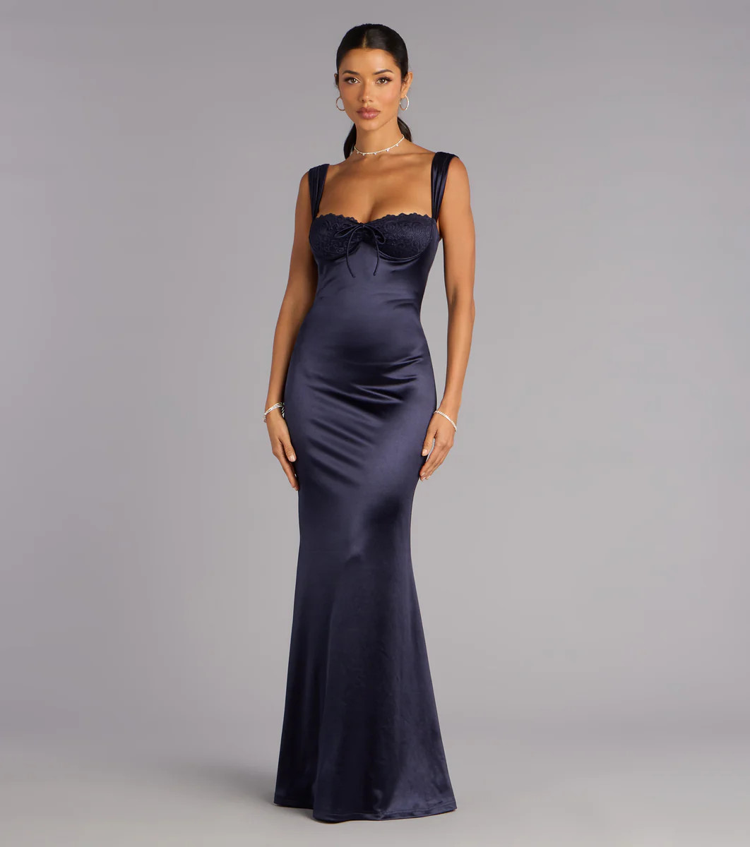 Maryanne Satin Lace Mermaid Formal Dress | Windsor Stores