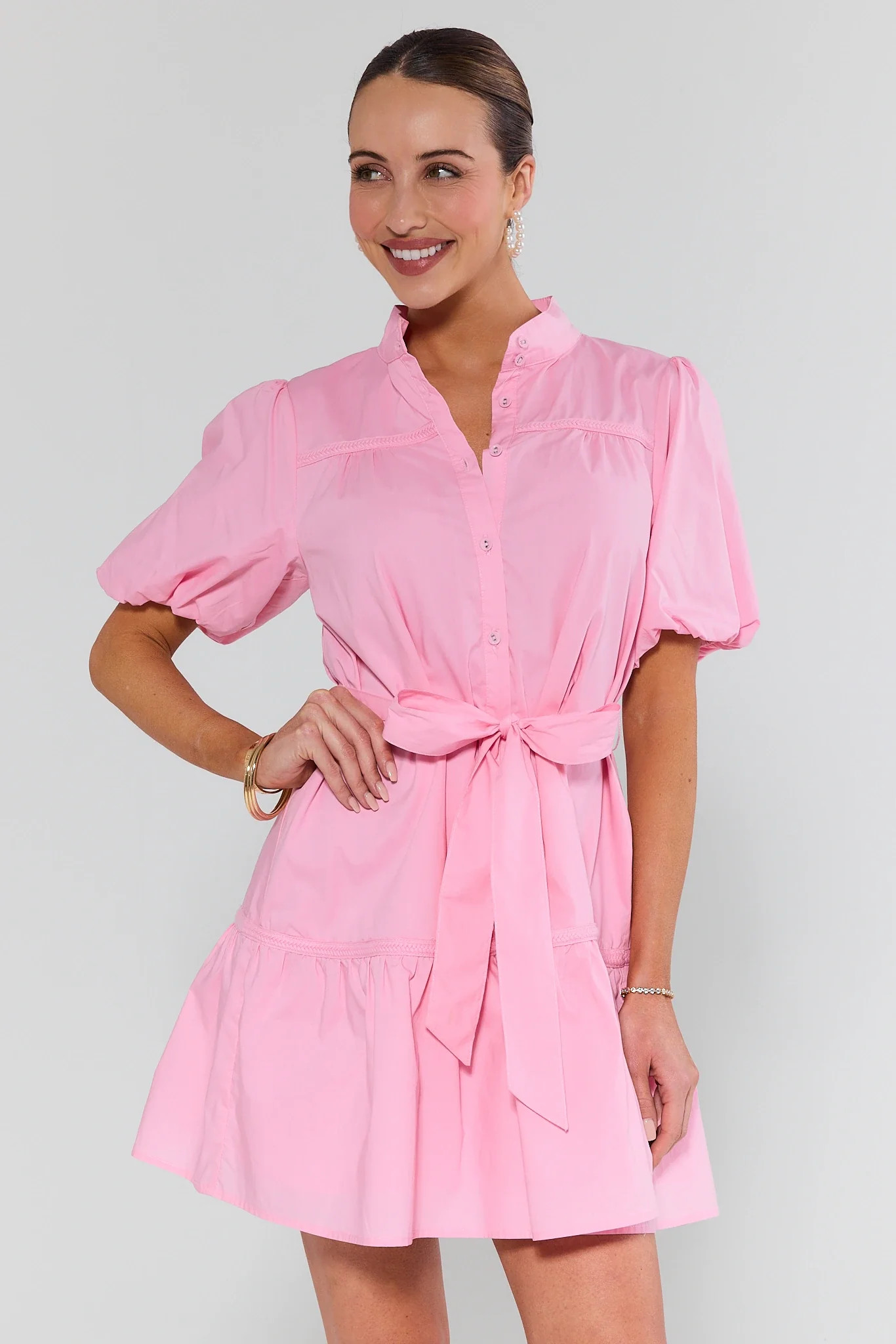 Jane Pink Tie Waist Short Dress | Avara