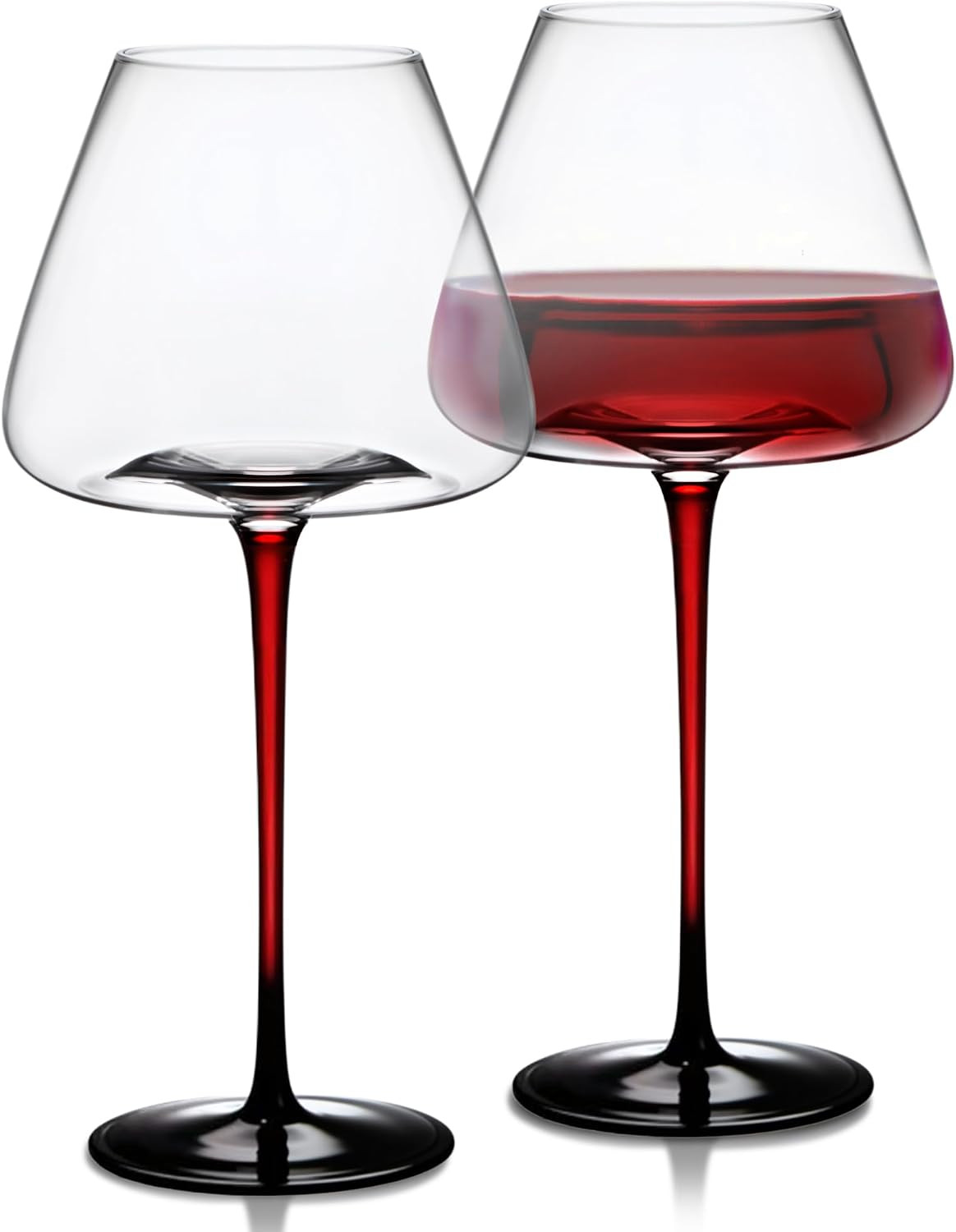 LEMONSODA Concave Champagne & Wine Glasses, Red Stem, 24oz, Set of 2 | Amazon (US)