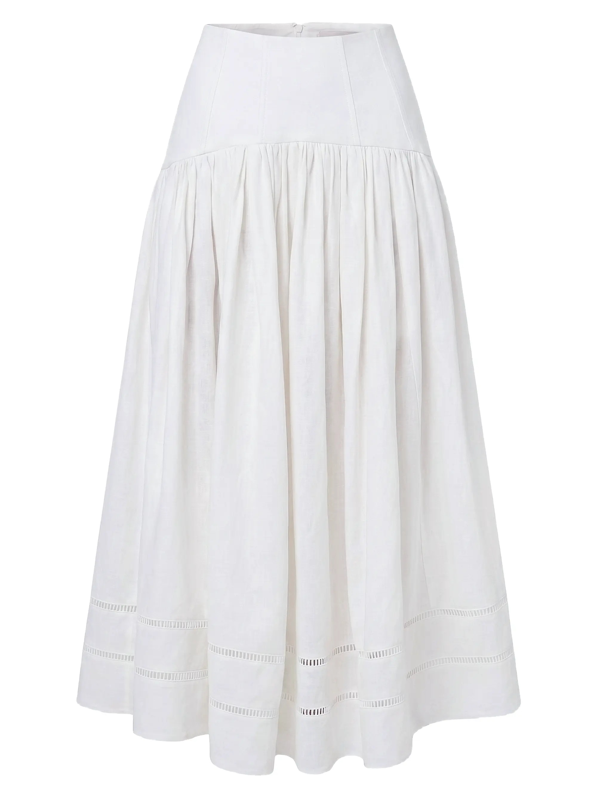 Elin Linen Drop-Waist Midi-Skirt | Saks Fifth Avenue