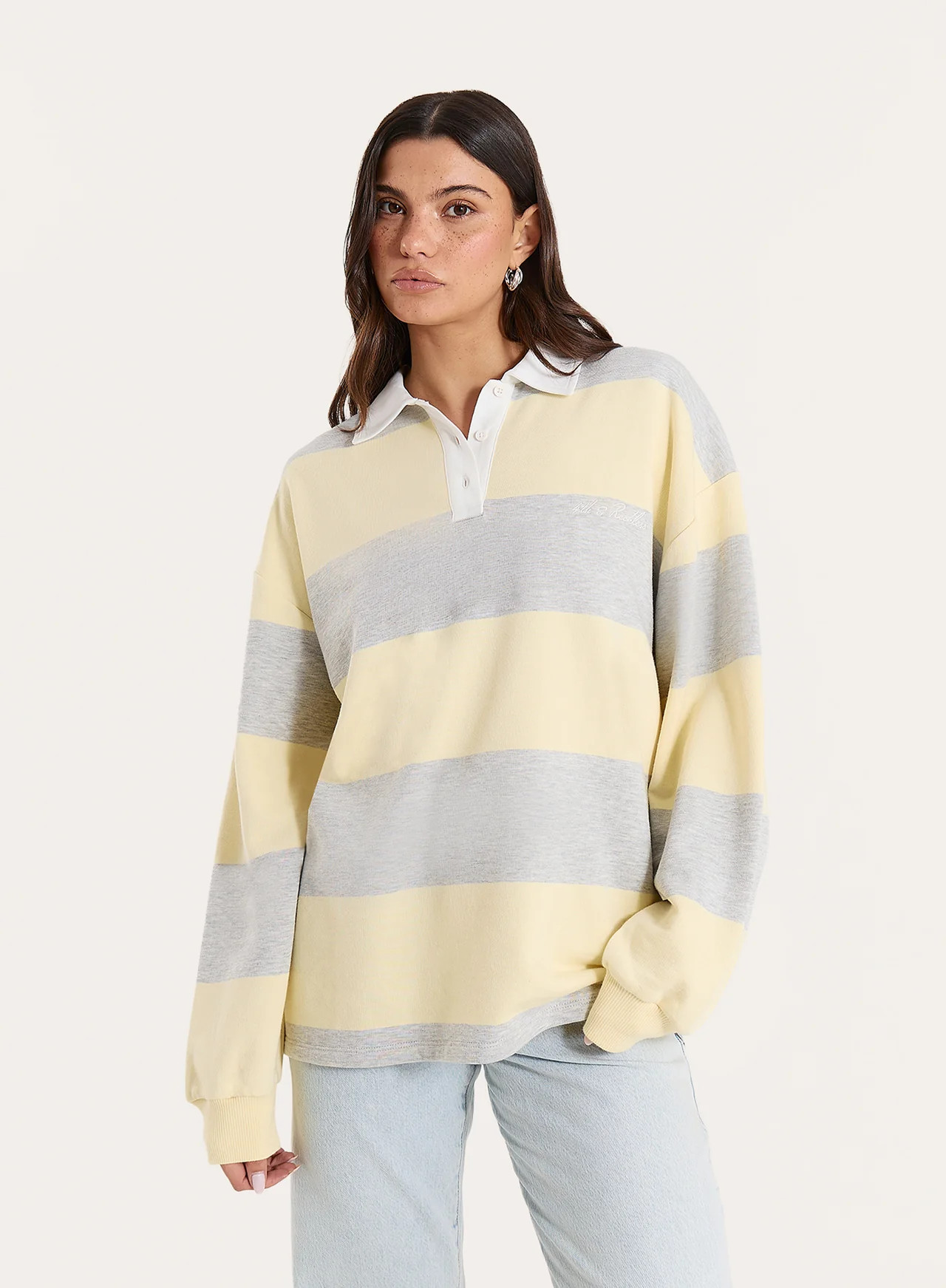 Women's Yellow and Grey Stripe Fourth Branded Rugby Top | Alba | 4th & Reckless | 4th & Reckless
