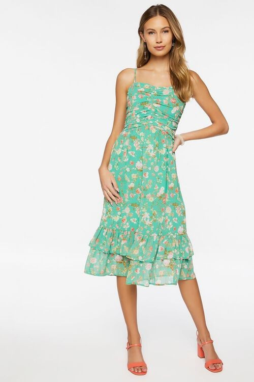 Floral Print Sweetheart Midi Dress | Forever 21 (US)