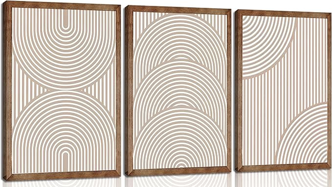 3Pcs Beige Neutral Wall Art Boho Minimalist Line Canvas Paintings Abstract Beige and White Line W... | Amazon (US)