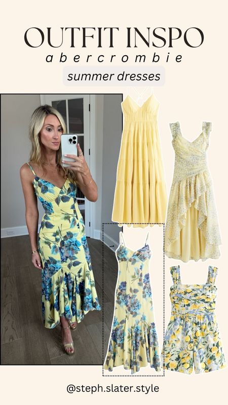 Abercrombie yellow summer dresses! Sun dresses and wedding guest dresses and they all come in more colors! 

#LTKStyleTip #LTKSeasonal