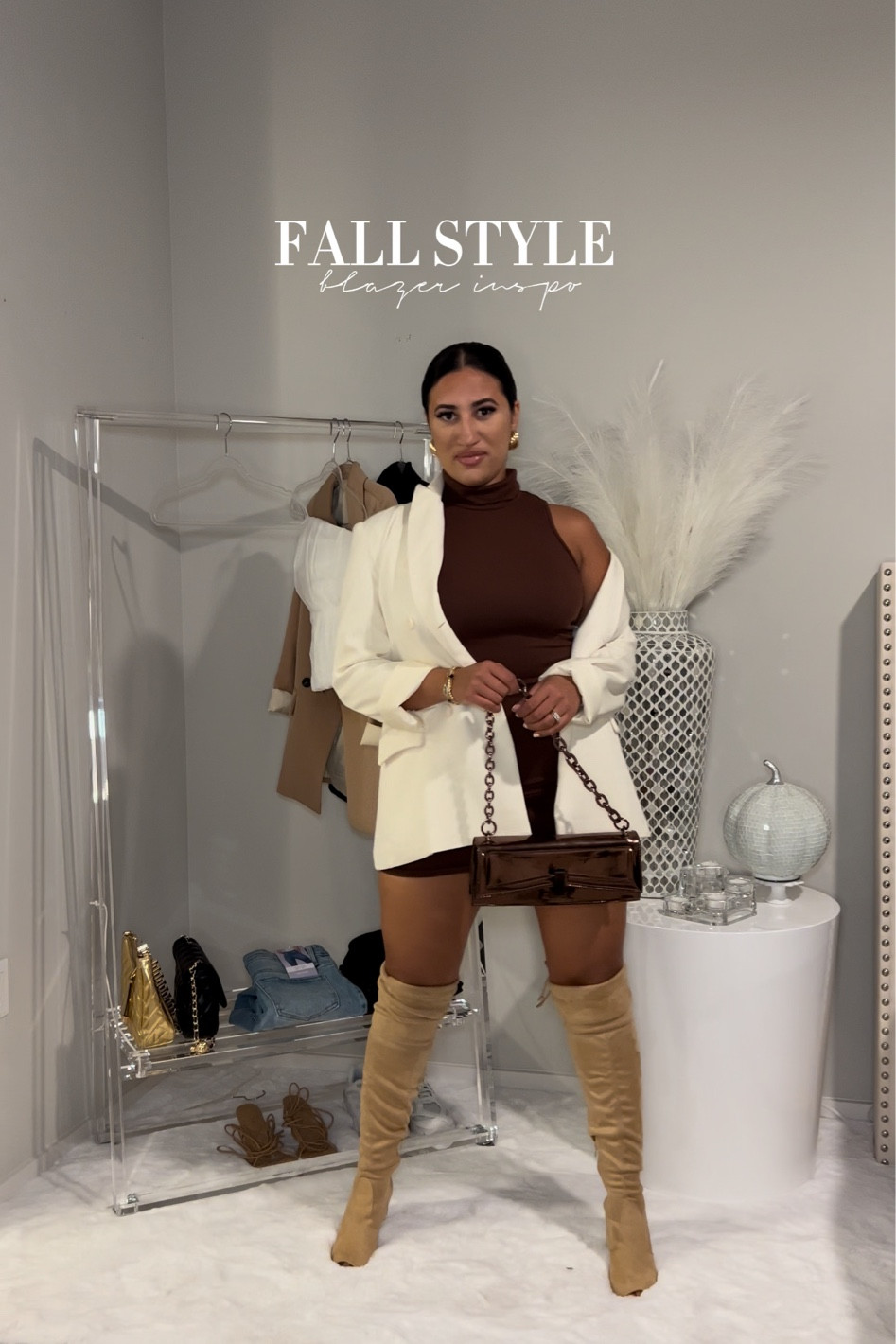 Fall style - Blazer outfit inspo🍂

Blazers from SHEIN size small
Dress in a Medium true to size. 
Handbags - Aldo 
Boots - Fashionnova 
Tagged similar 🫶🏽

Fall fashion
Fall jacket 
Affordable style
Blazers
Neutral blazers 
Blazers style
Neutral style 
Leather vest 
Fall outfit inspo 
Shein fall 
New in
Knee boots
Neutral style
Fall trends 
Party outfit 
Fall event outfit 
Thigh high boots 

#LTKstyletip #LTKSeasonal