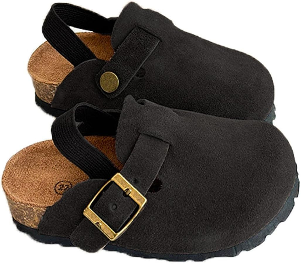Kids Suede Clogs Toddler Clogs Boys Girls Sandals Cork Adjustable Buckle Mules | Amazon (US)