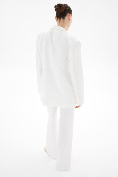 MAMA Before & After Linen-blend Pants - Low waist - Long - White - Ladies | H&M US | H&M (US + CA)