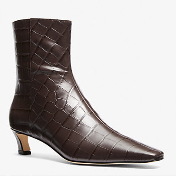 Michael Kors Cosmo Kitten, Faux Croc-Embossed Bootie in Chocolate - Size 8.5 | Poshmark