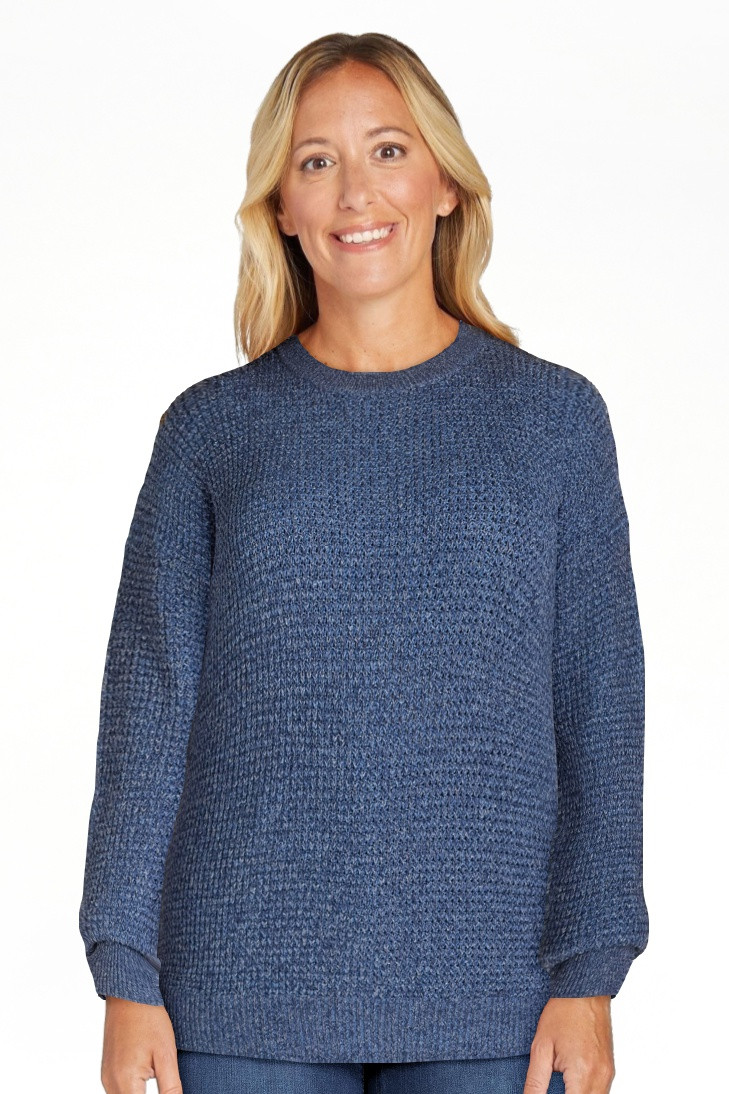 Time and Tru Women's and Women's Plus Waffle Stitch Sweater with Long Sleeves, Midweight, Sizes X... | Walmart (US)
