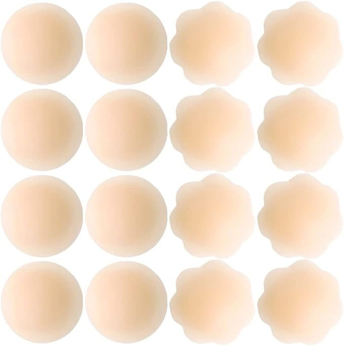 Womens Silicone Pasties - Breast Petals Reusable 8 Pairs Adhesive Silicone Nipple Cover For Dress... | Amazon (US)