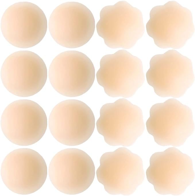 Womens Silicone Pasties - Breast Petals Reusable 8 Pairs Adhesive Silicone Nipple Cover For Dress... | Amazon (US)