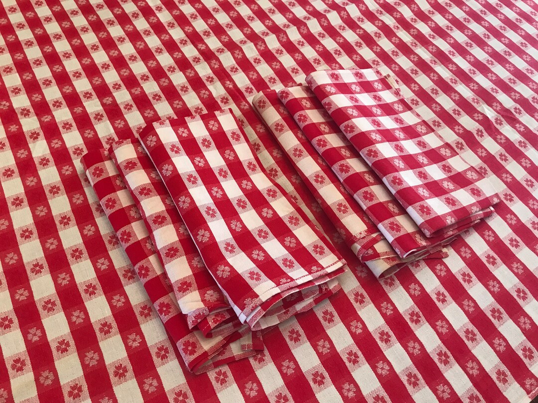 Red Gingham Tablecloth Napkins Long Picnic Tablecloth 10 Set/7 by Californiadreamin4me - Etsy | Etsy (US)