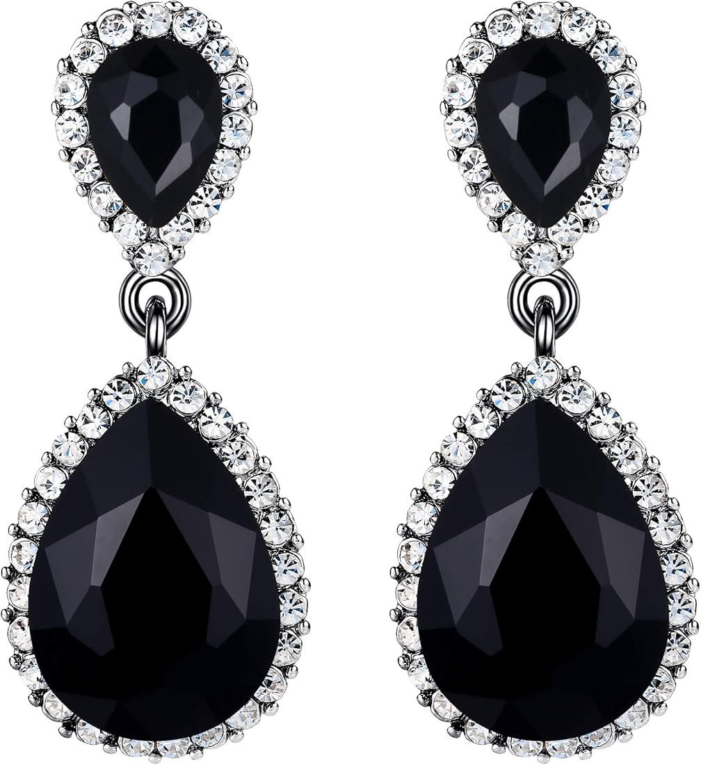 EVER FAITH Women's Austrian Crystal Wedding Tear Drop Dangle Earrings | Amazon (US)