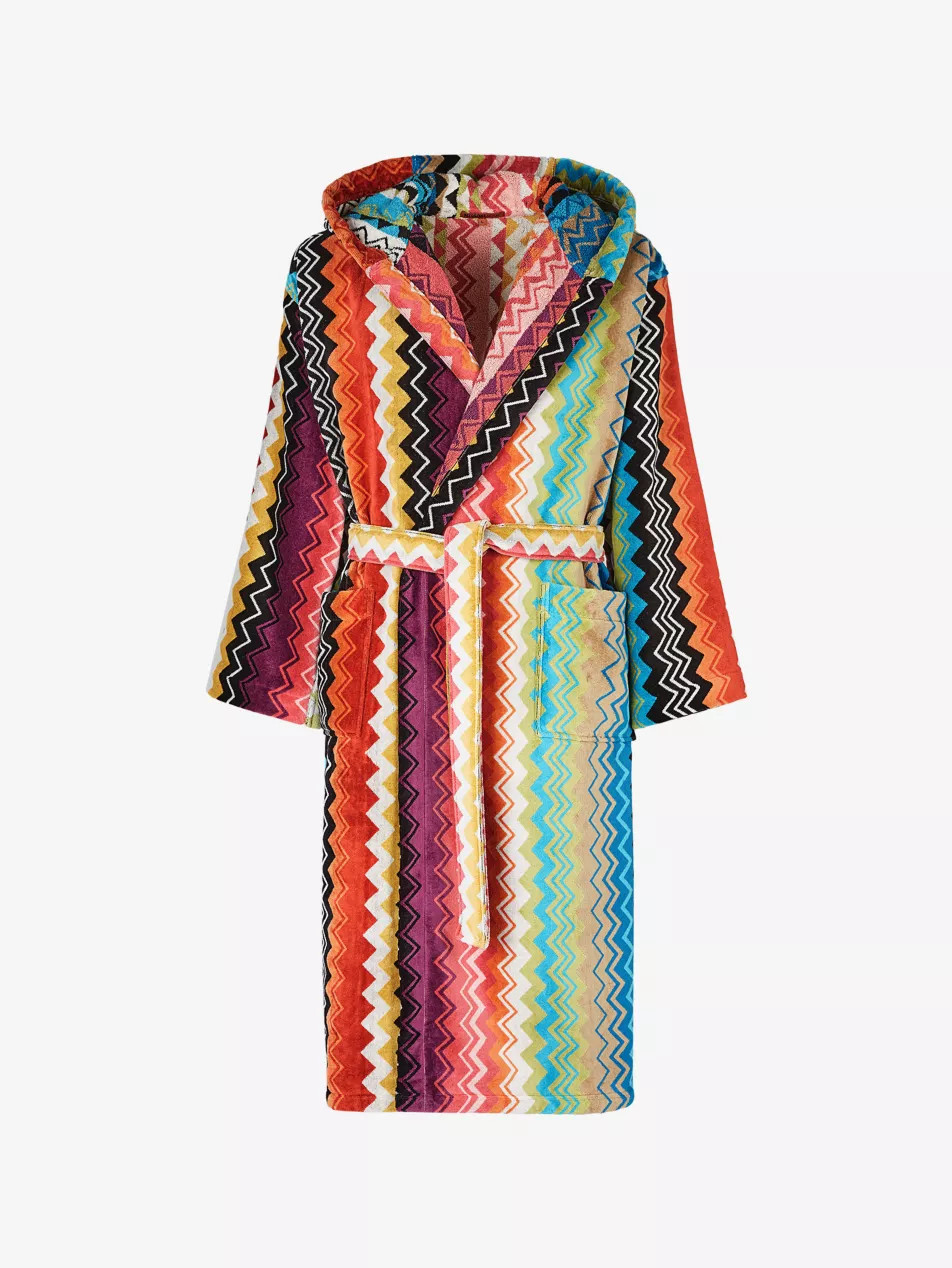 Giacomo Zigzag-Pattern Cotton-Terry Bathrobe | Selfridges