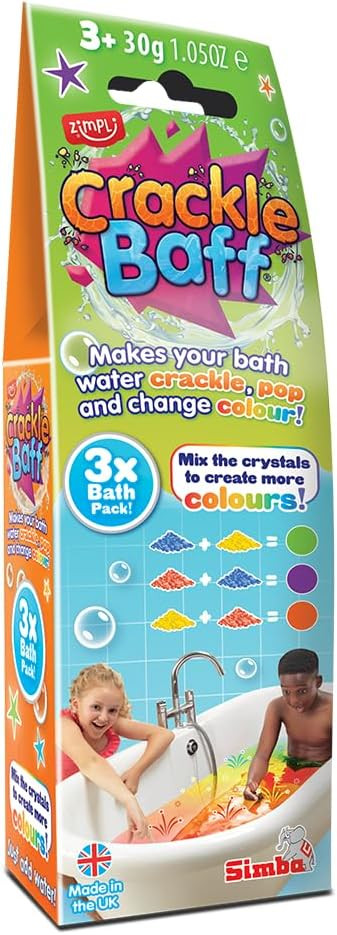 ZIMPLI - Crackle Baff Colours, 3 Bath Pack, Magically makes your water Crackle, Pop & Change Colour, Bath Toy, Pocket Money Stocking Filler Gift, UK Made | Amazon (UK)