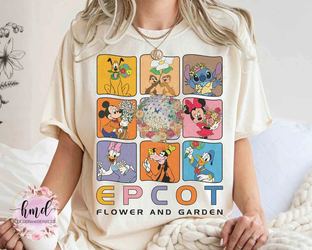 Disney Epcot Flower & Garden Festival 2024 T-shirt, Disney Mickey and Friends Floral Let the Magi... | Etsy (US)