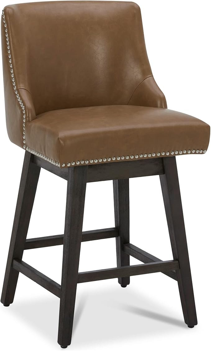 CHITA Counter Height Swivel Barstool, FSC Certified 26" H Seat Height Upholstered Bar Stool, Faux... | Amazon (US)