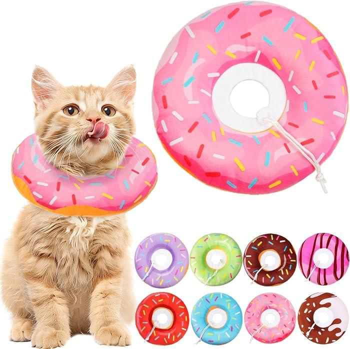 Cat Cone Collar Soft, Cat Recovery Collar for Wound Healing Cute Donut Adjustable Kitten Cones to... | Amazon (US)