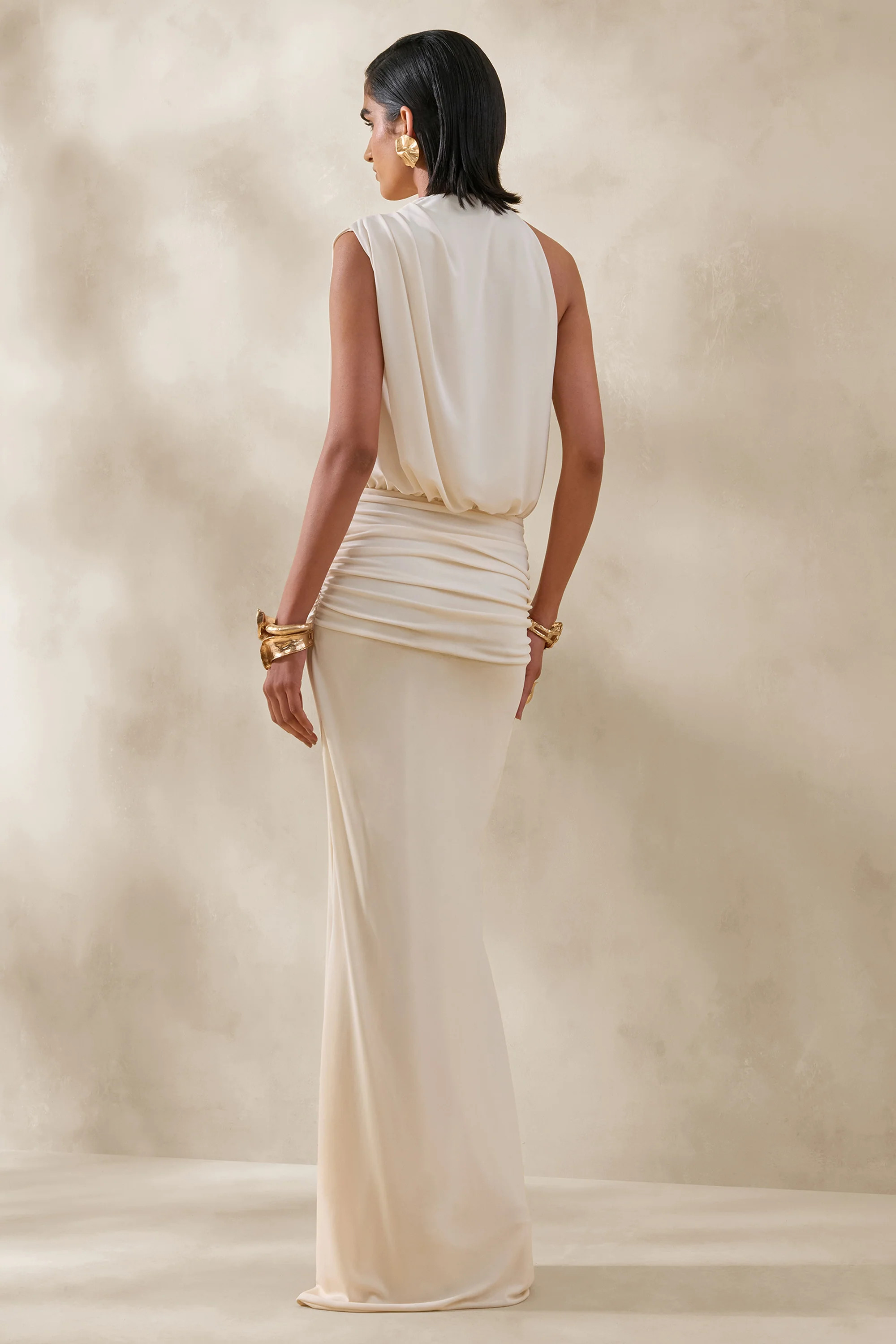 Umaira | Cream High-Neck Maxi Dress | Club L London