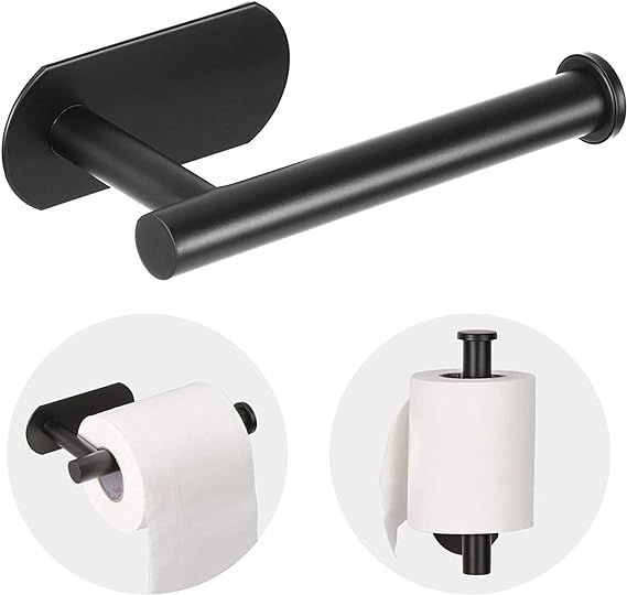 Matte Black Toilet Paper Holder Toilet Paper roll Holder Self Adhesive SUS 304 Stainless Steel No... | Amazon (US)