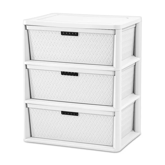 Sterilite Wide 3 Drawer Cross-Weave Tower, Versatile Storage Solution with Removable Decorative P... | Walmart (US)