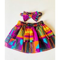 Handmade African Print Girl Skirt Set Kente Headband, 100% Cotton | Etsy (US)