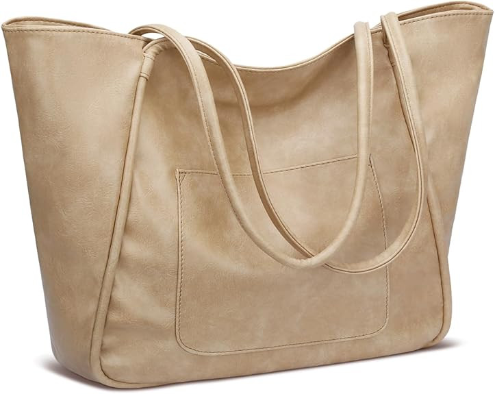 KKXIU Large Tote Bag for Women with Zipper Work Leather Travel Purse and Handbags | Amazon (US)