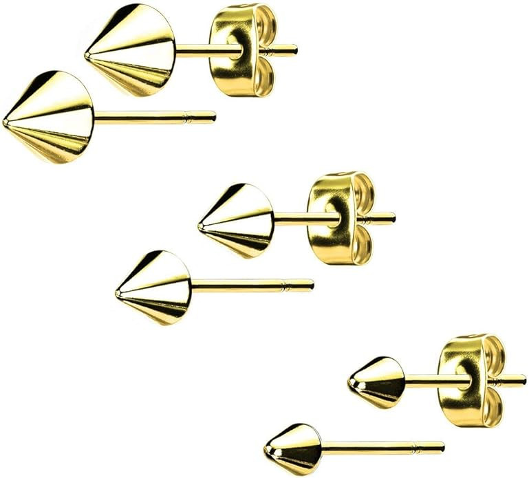 316L Surgical Steel Spike Stud Earrings for Women or Men (Choose color and size) | Amazon (US)