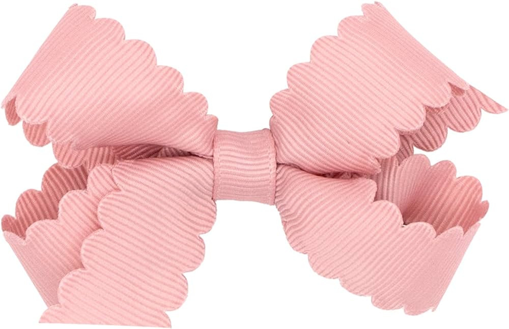 Wee Ones Girls' Classic Grosgrain Hair Bow with Scalloped Edges and Plain Wrap Center on a WeeSta... | Amazon (US)