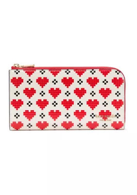 kate spade new york Women's Devin Pixel Hearts Embossed Saffiano Leather Zip Around Continental Wallet | Belk